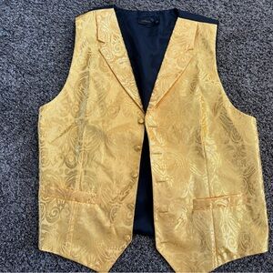 Gold Paisley Vest with Tie and Bow Tie